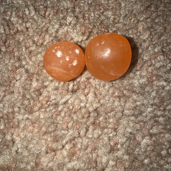 Other - Orange selenite Spheres - Pair of Polished Orbs